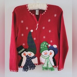 VTG Y2K Heirloom Collectibles Ugly Christmas Sweater Cardigan Holiday Festive S